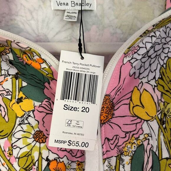 Vera Bradley Bloom Boom Quarter Zip Pullover Cozy Retro Floral Lounge (Size 3X) - Picture 7 of 7